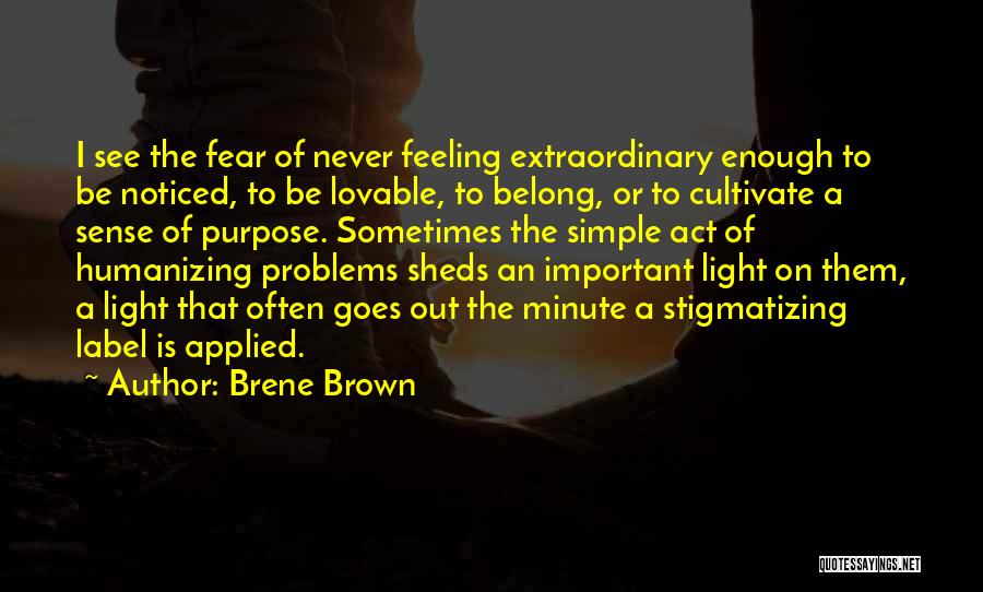 Brene Brown Quotes: I See The Fear Of Never Feeling Extraordinary Enough To Be Noticed, To Be Lovable, To Belong, Or To Cultivate