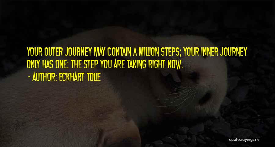 Eckhart Tolle Quotes: Your Outer Journey May Contain A Million Steps; Your Inner Journey Only Has One: The Step You Are Taking Right
