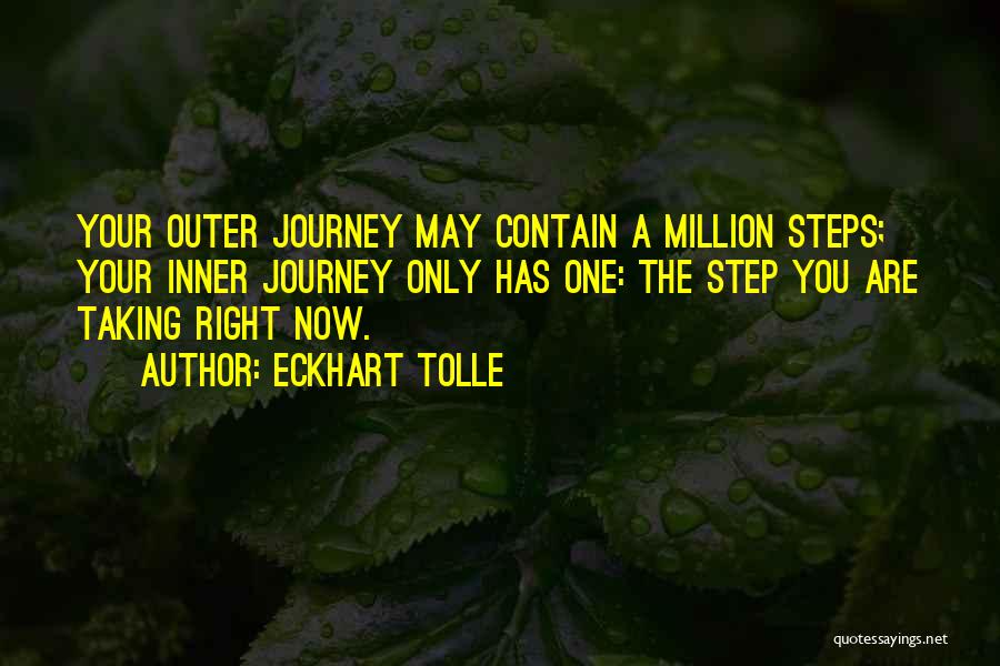 Eckhart Tolle Quotes: Your Outer Journey May Contain A Million Steps; Your Inner Journey Only Has One: The Step You Are Taking Right