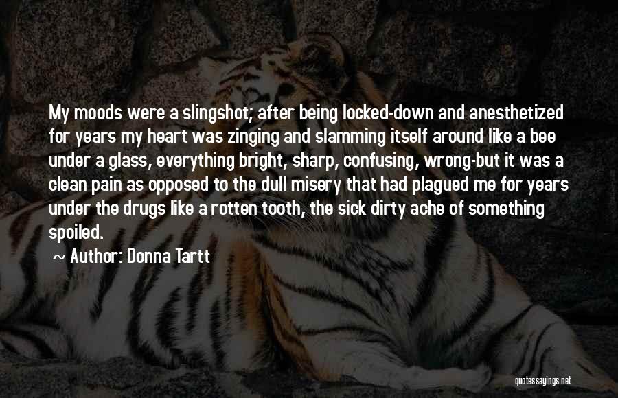 Donna Tartt Quotes: My Moods Were A Slingshot; After Being Locked-down And Anesthetized For Years My Heart Was Zinging And Slamming Itself Around