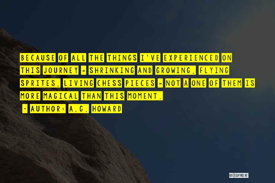 A.G. Howard Quotes: Because Of All The Things I've Experienced On This Journey - Shrinking And Growing, Flying Sprites, Living Chess Pieces -