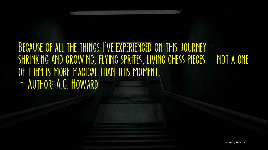 A.G. Howard Quotes: Because Of All The Things I've Experienced On This Journey - Shrinking And Growing, Flying Sprites, Living Chess Pieces -