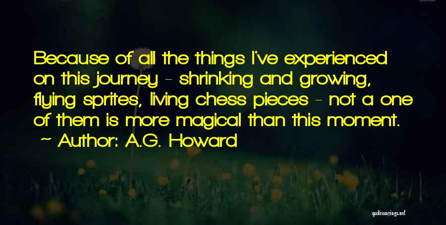 A.G. Howard Quotes: Because Of All The Things I've Experienced On This Journey - Shrinking And Growing, Flying Sprites, Living Chess Pieces -