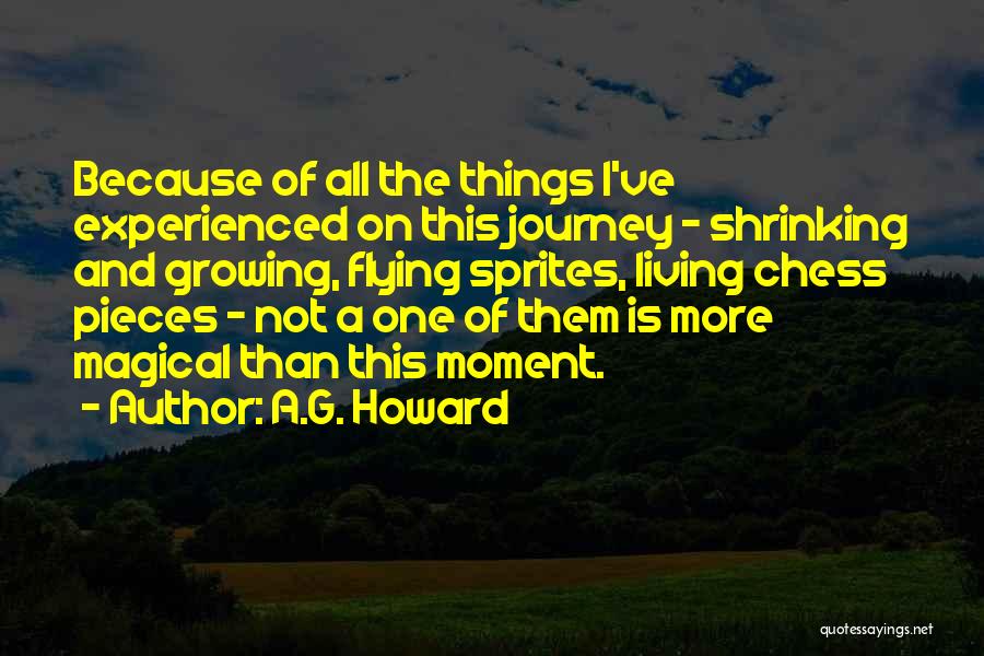 A.G. Howard Quotes: Because Of All The Things I've Experienced On This Journey - Shrinking And Growing, Flying Sprites, Living Chess Pieces -