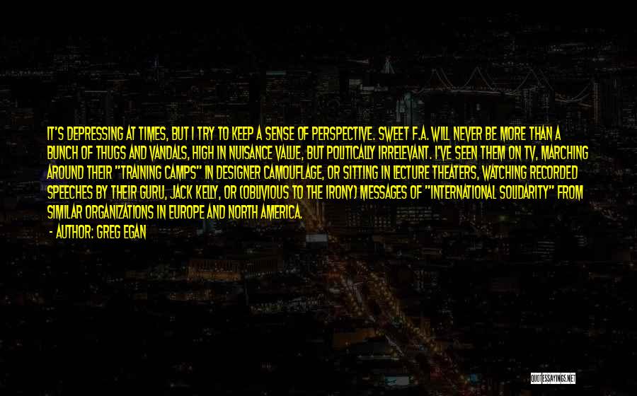 Greg Egan Quotes: It's Depressing At Times, But I Try To Keep A Sense Of Perspective. Sweet F.a. Will Never Be More Than