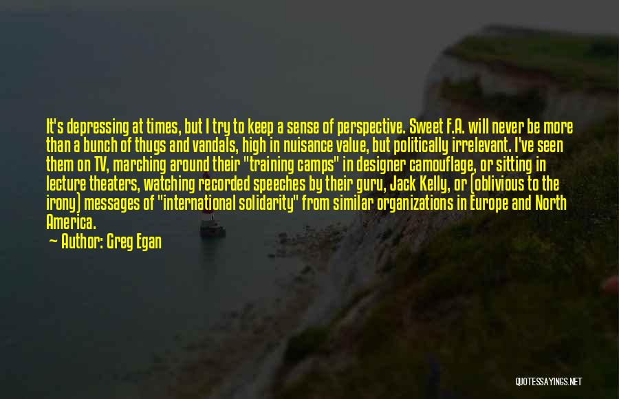 Greg Egan Quotes: It's Depressing At Times, But I Try To Keep A Sense Of Perspective. Sweet F.a. Will Never Be More Than