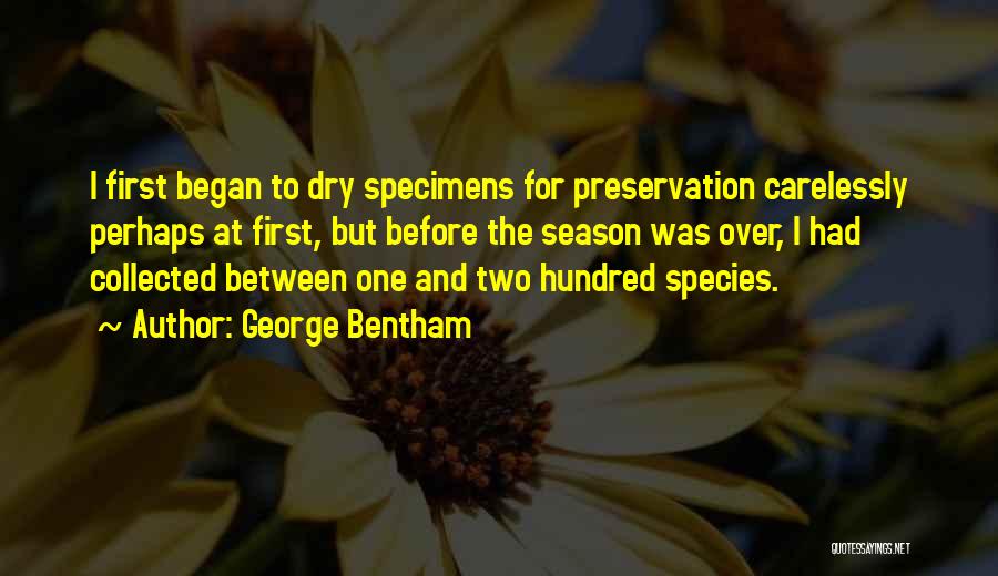 George Bentham Quotes: I First Began To Dry Specimens For Preservation Carelessly Perhaps At First, But Before The Season Was Over, I Had