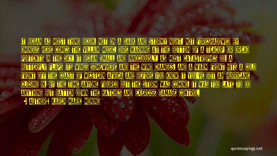 Karen Marie Moning Quotes: It Began As Most Thing Begin. Not On A Dark And Stormy Night. Not Foreshadowed By Ominous Here Comes The