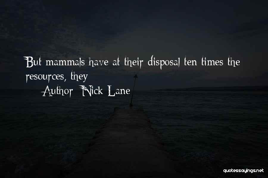 Nick Lane Quotes: But Mammals Have At Their Disposal Ten Times The Resources, They