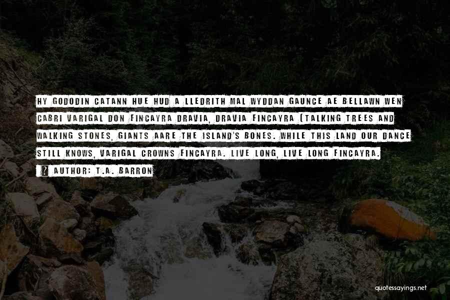 T.A. Barron Quotes: Hy Gododin Catann Hue Hud A Lledrith Mal Wyddan Gaunce Ae Bellawn Wen Cabri Varigal Don Fincayra Dravia, Dravia Fincayra