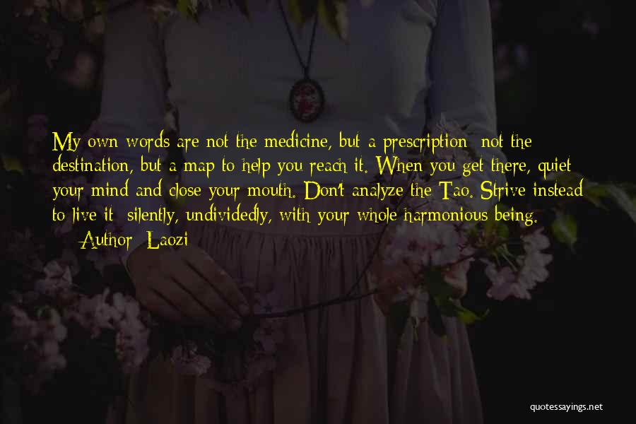 Laozi Quotes: My Own Words Are Not The Medicine, But A Prescription; Not The Destination, But A Map To Help You Reach