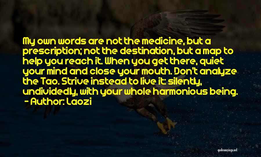 Laozi Quotes: My Own Words Are Not The Medicine, But A Prescription; Not The Destination, But A Map To Help You Reach