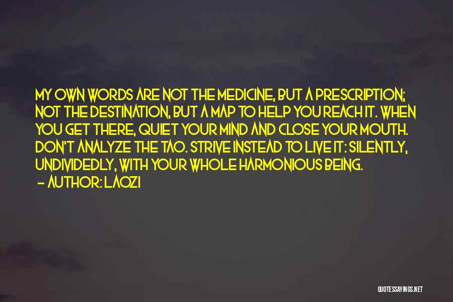 Laozi Quotes: My Own Words Are Not The Medicine, But A Prescription; Not The Destination, But A Map To Help You Reach