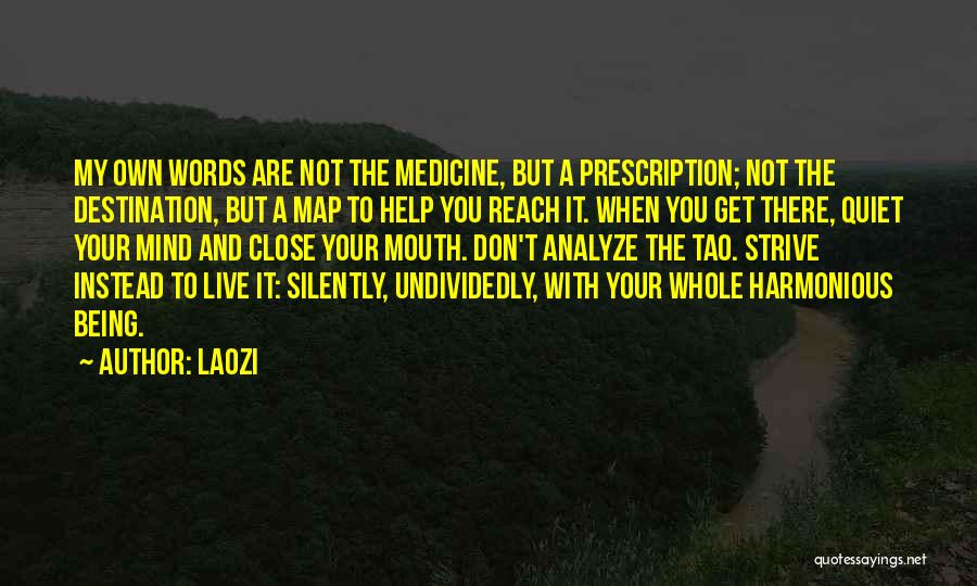 Laozi Quotes: My Own Words Are Not The Medicine, But A Prescription; Not The Destination, But A Map To Help You Reach