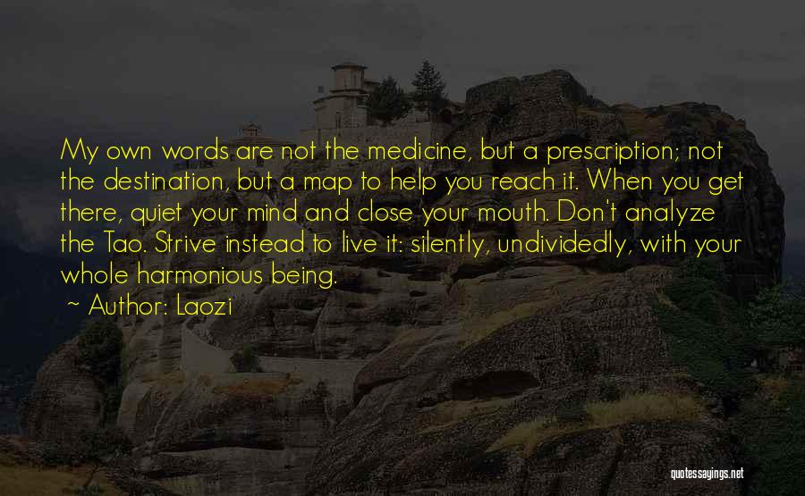 Laozi Quotes: My Own Words Are Not The Medicine, But A Prescription; Not The Destination, But A Map To Help You Reach