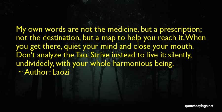 Laozi Quotes: My Own Words Are Not The Medicine, But A Prescription; Not The Destination, But A Map To Help You Reach