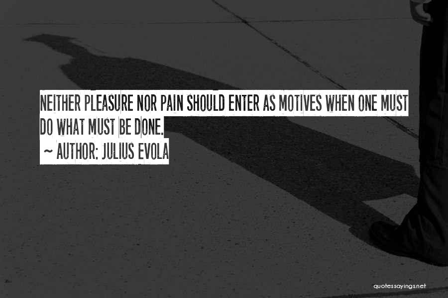 Julius Evola Quotes: Neither Pleasure Nor Pain Should Enter As Motives When One Must Do What Must Be Done.