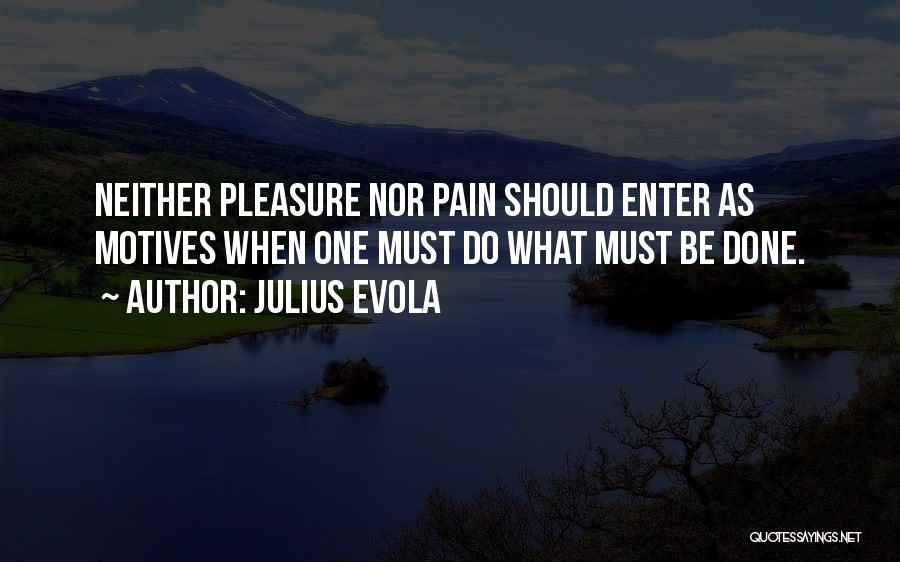 Julius Evola Quotes: Neither Pleasure Nor Pain Should Enter As Motives When One Must Do What Must Be Done.