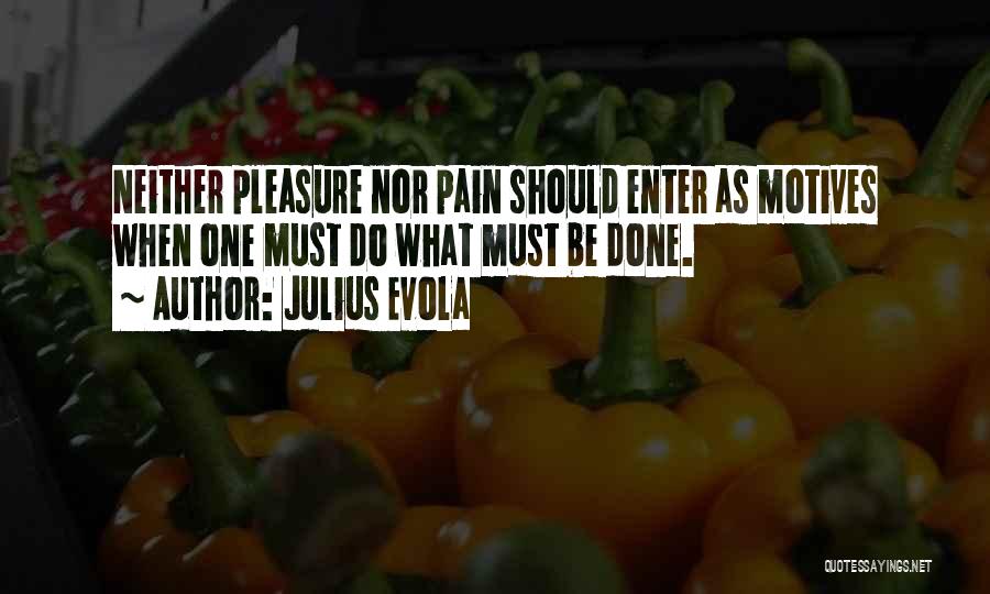Julius Evola Quotes: Neither Pleasure Nor Pain Should Enter As Motives When One Must Do What Must Be Done.