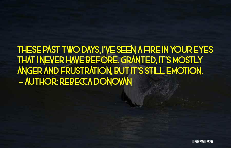 Rebecca Donovan Quotes: These Past Two Days, I've Seen A Fire In Your Eyes That I Never Have Before. Granted, It's Mostly Anger