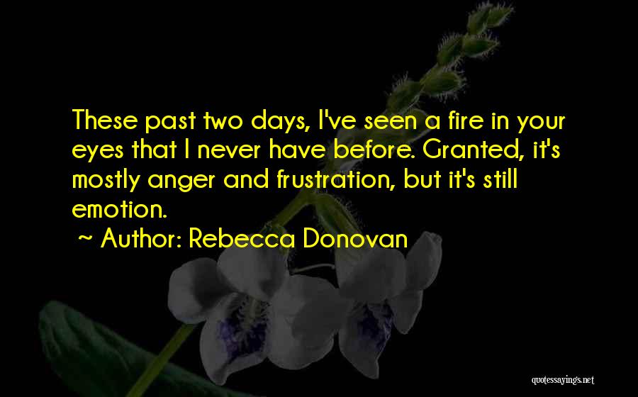 Rebecca Donovan Quotes: These Past Two Days, I've Seen A Fire In Your Eyes That I Never Have Before. Granted, It's Mostly Anger