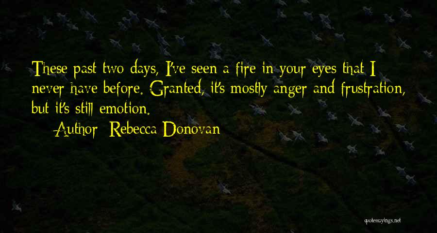 Rebecca Donovan Quotes: These Past Two Days, I've Seen A Fire In Your Eyes That I Never Have Before. Granted, It's Mostly Anger