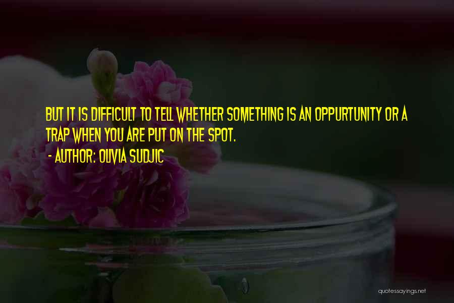 Olivia Sudjic Quotes: But It Is Difficult To Tell Whether Something Is An Oppurtunity Or A Trap When You Are Put On The