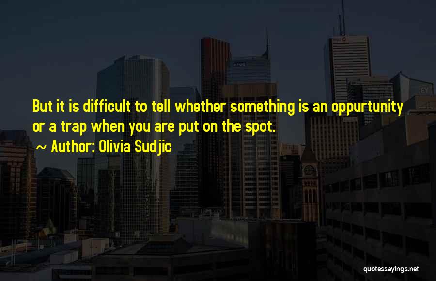 Olivia Sudjic Quotes: But It Is Difficult To Tell Whether Something Is An Oppurtunity Or A Trap When You Are Put On The
