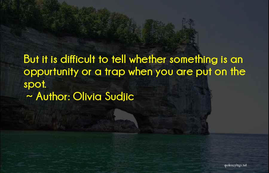 Olivia Sudjic Quotes: But It Is Difficult To Tell Whether Something Is An Oppurtunity Or A Trap When You Are Put On The