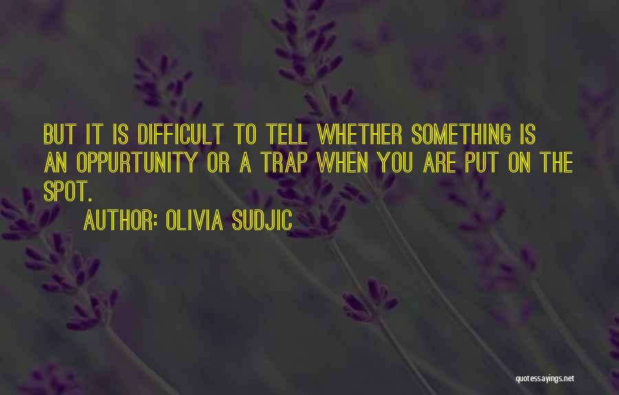 Olivia Sudjic Quotes: But It Is Difficult To Tell Whether Something Is An Oppurtunity Or A Trap When You Are Put On The