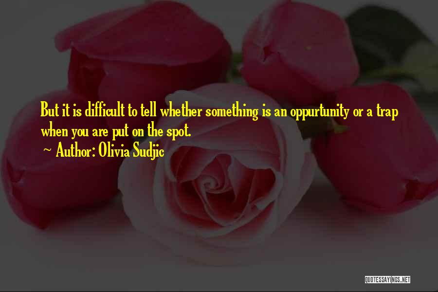 Olivia Sudjic Quotes: But It Is Difficult To Tell Whether Something Is An Oppurtunity Or A Trap When You Are Put On The