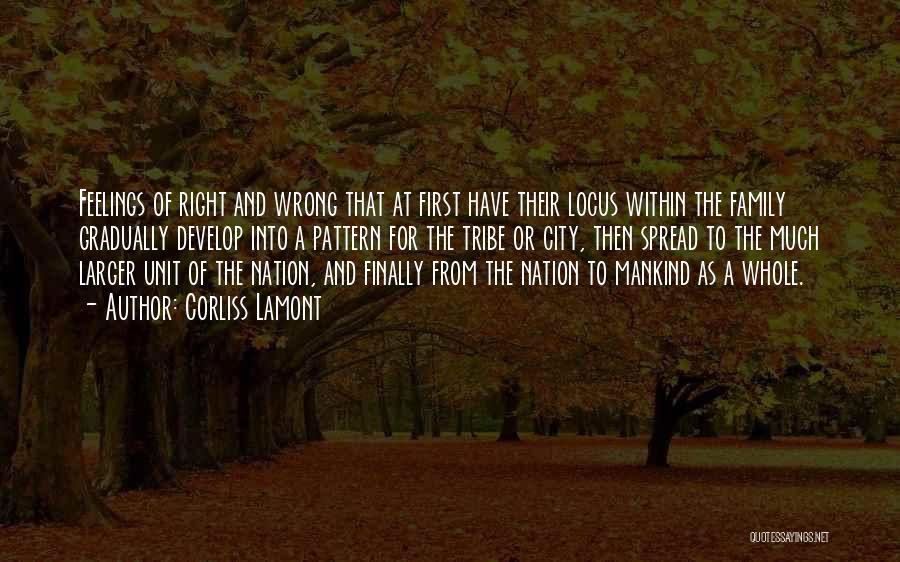 Corliss Lamont Quotes: Feelings Of Right And Wrong That At First Have Their Locus Within The Family Gradually Develop Into A Pattern For