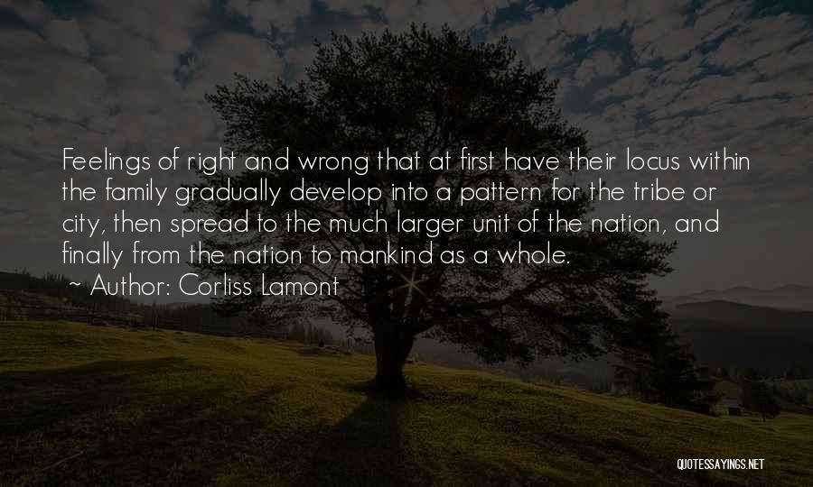 Corliss Lamont Quotes: Feelings Of Right And Wrong That At First Have Their Locus Within The Family Gradually Develop Into A Pattern For