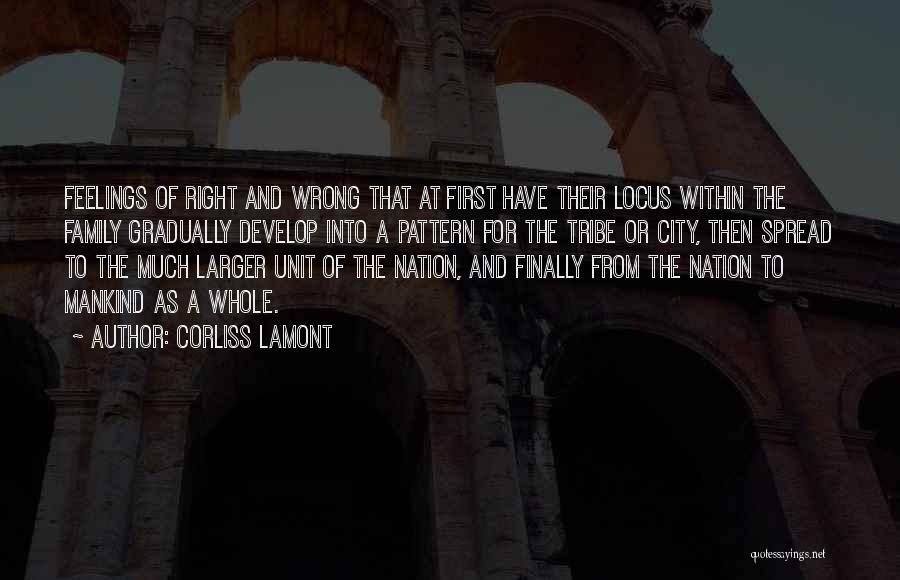 Corliss Lamont Quotes: Feelings Of Right And Wrong That At First Have Their Locus Within The Family Gradually Develop Into A Pattern For