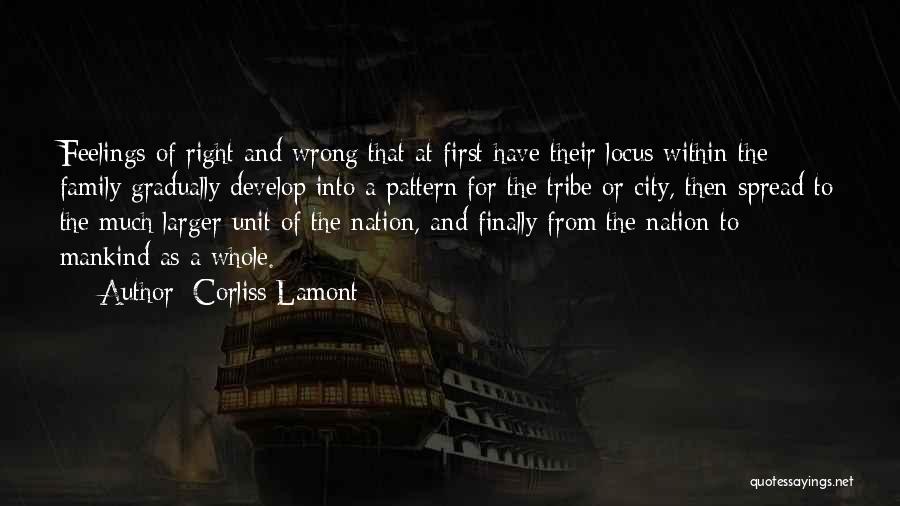 Corliss Lamont Quotes: Feelings Of Right And Wrong That At First Have Their Locus Within The Family Gradually Develop Into A Pattern For