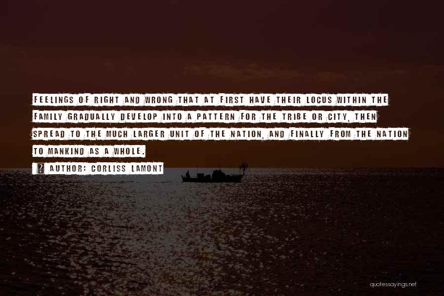Corliss Lamont Quotes: Feelings Of Right And Wrong That At First Have Their Locus Within The Family Gradually Develop Into A Pattern For