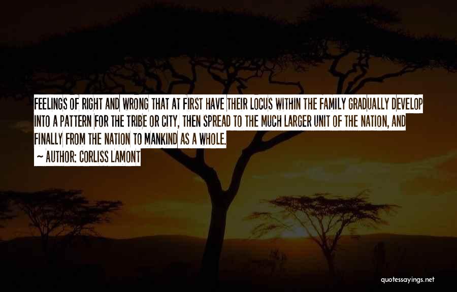 Corliss Lamont Quotes: Feelings Of Right And Wrong That At First Have Their Locus Within The Family Gradually Develop Into A Pattern For