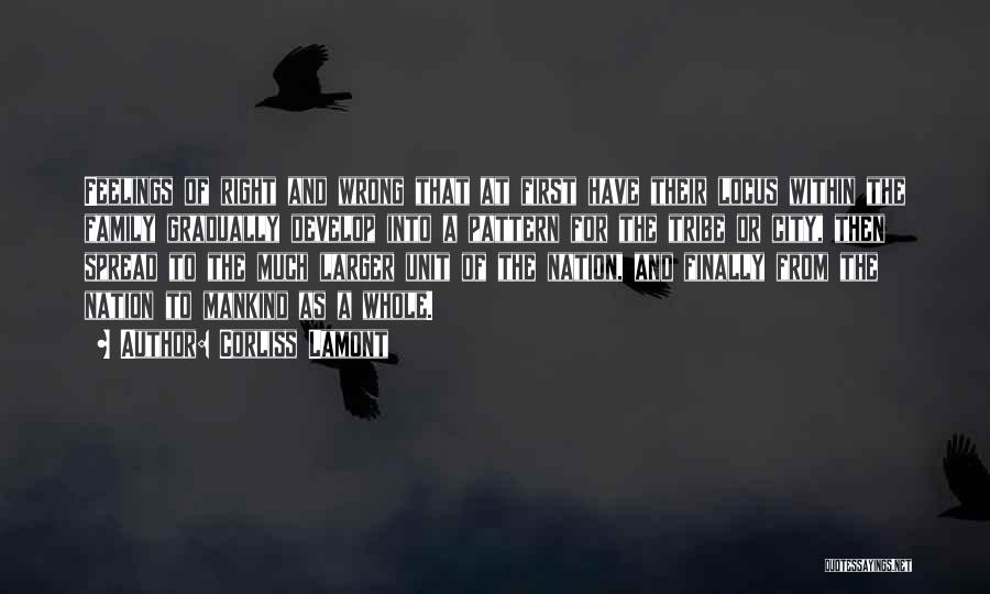 Corliss Lamont Quotes: Feelings Of Right And Wrong That At First Have Their Locus Within The Family Gradually Develop Into A Pattern For