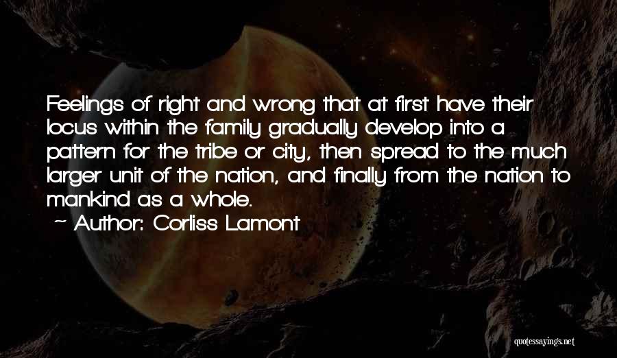 Corliss Lamont Quotes: Feelings Of Right And Wrong That At First Have Their Locus Within The Family Gradually Develop Into A Pattern For