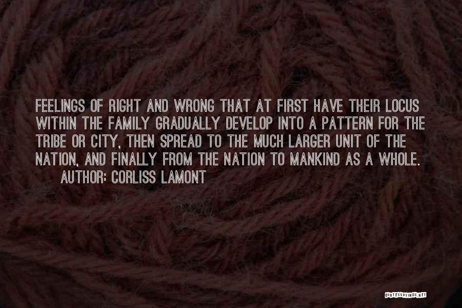 Corliss Lamont Quotes: Feelings Of Right And Wrong That At First Have Their Locus Within The Family Gradually Develop Into A Pattern For