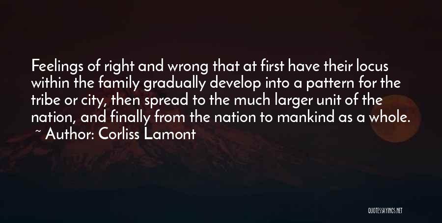 Corliss Lamont Quotes: Feelings Of Right And Wrong That At First Have Their Locus Within The Family Gradually Develop Into A Pattern For