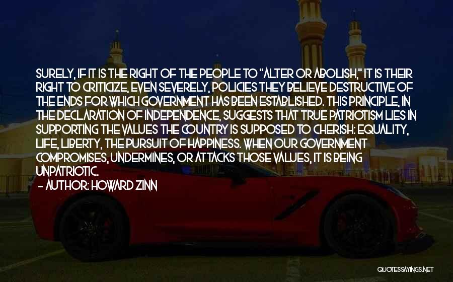 Howard Zinn Quotes: Surely, If It Is The Right Of The People To Alter Or Abolish, It Is Their Right To Criticize, Even