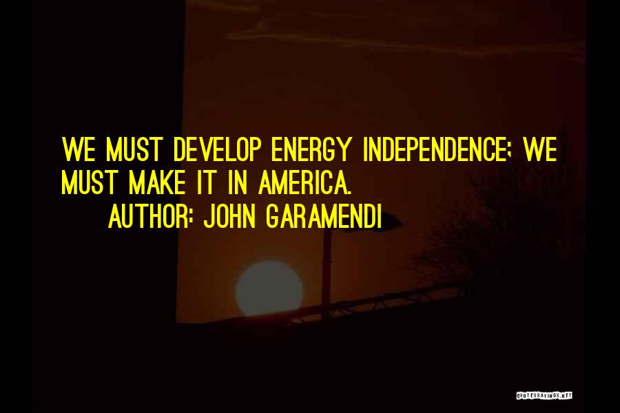 John Garamendi Quotes: We Must Develop Energy Independence; We Must Make It In America.