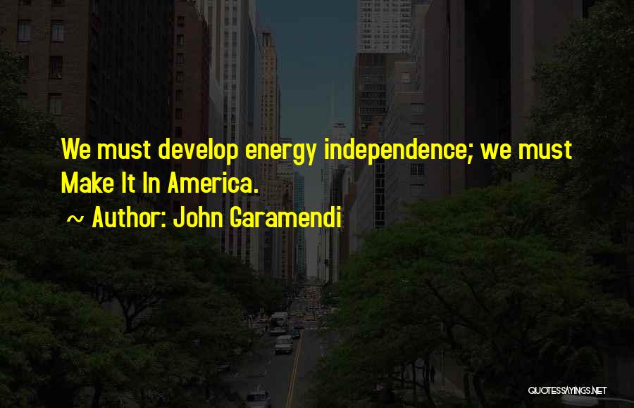 John Garamendi Quotes: We Must Develop Energy Independence; We Must Make It In America.