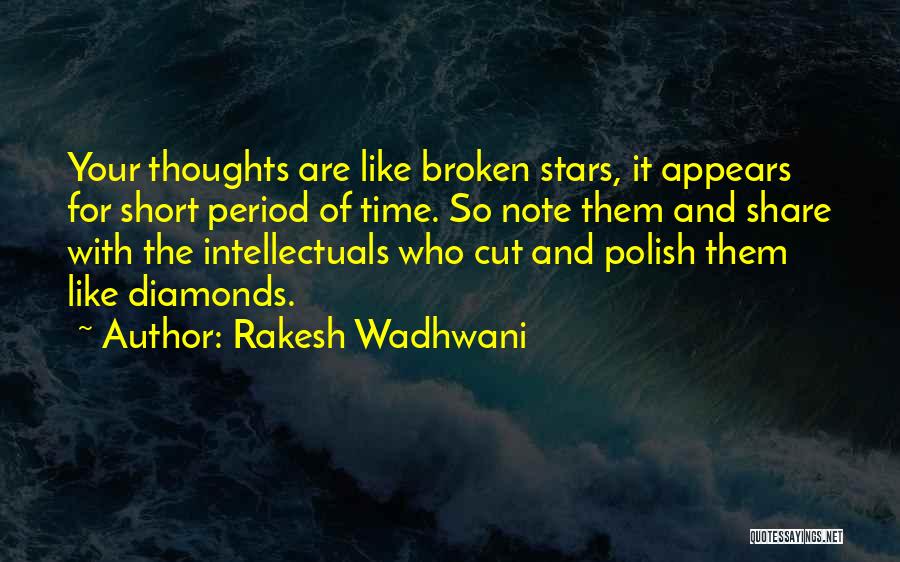 Rakesh Wadhwani Quotes: Your Thoughts Are Like Broken Stars, It Appears For Short Period Of Time. So Note Them And Share With The