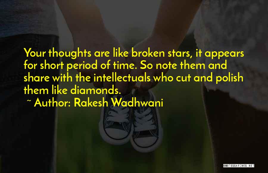 Rakesh Wadhwani Quotes: Your Thoughts Are Like Broken Stars, It Appears For Short Period Of Time. So Note Them And Share With The