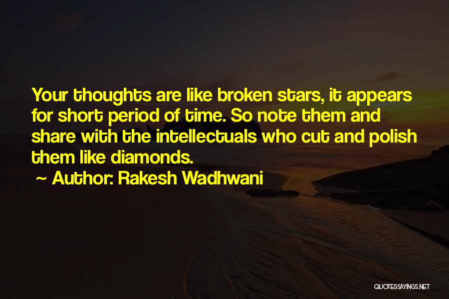 Rakesh Wadhwani Quotes: Your Thoughts Are Like Broken Stars, It Appears For Short Period Of Time. So Note Them And Share With The