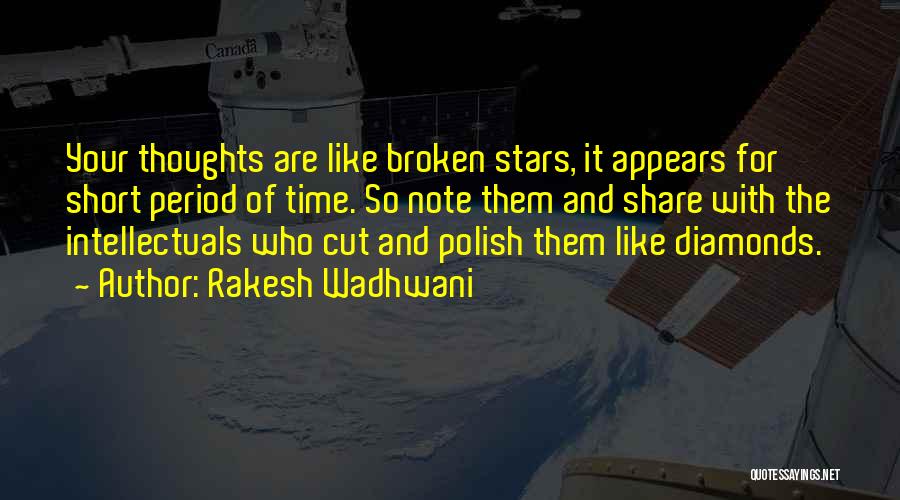 Rakesh Wadhwani Quotes: Your Thoughts Are Like Broken Stars, It Appears For Short Period Of Time. So Note Them And Share With The