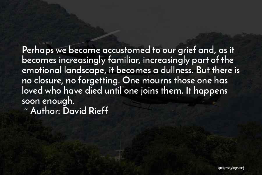 David Rieff Quotes: Perhaps We Become Accustomed To Our Grief And, As It Becomes Increasingly Familiar, Increasingly Part Of The Emotional Landscape, It