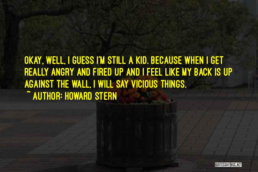 Howard Stern Quotes: Okay, Well, I Guess I'm Still A Kid. Because When I Get Really Angry And Fired Up And I Feel
